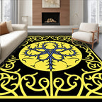Gothic Black Yellow Scrollwork Rug