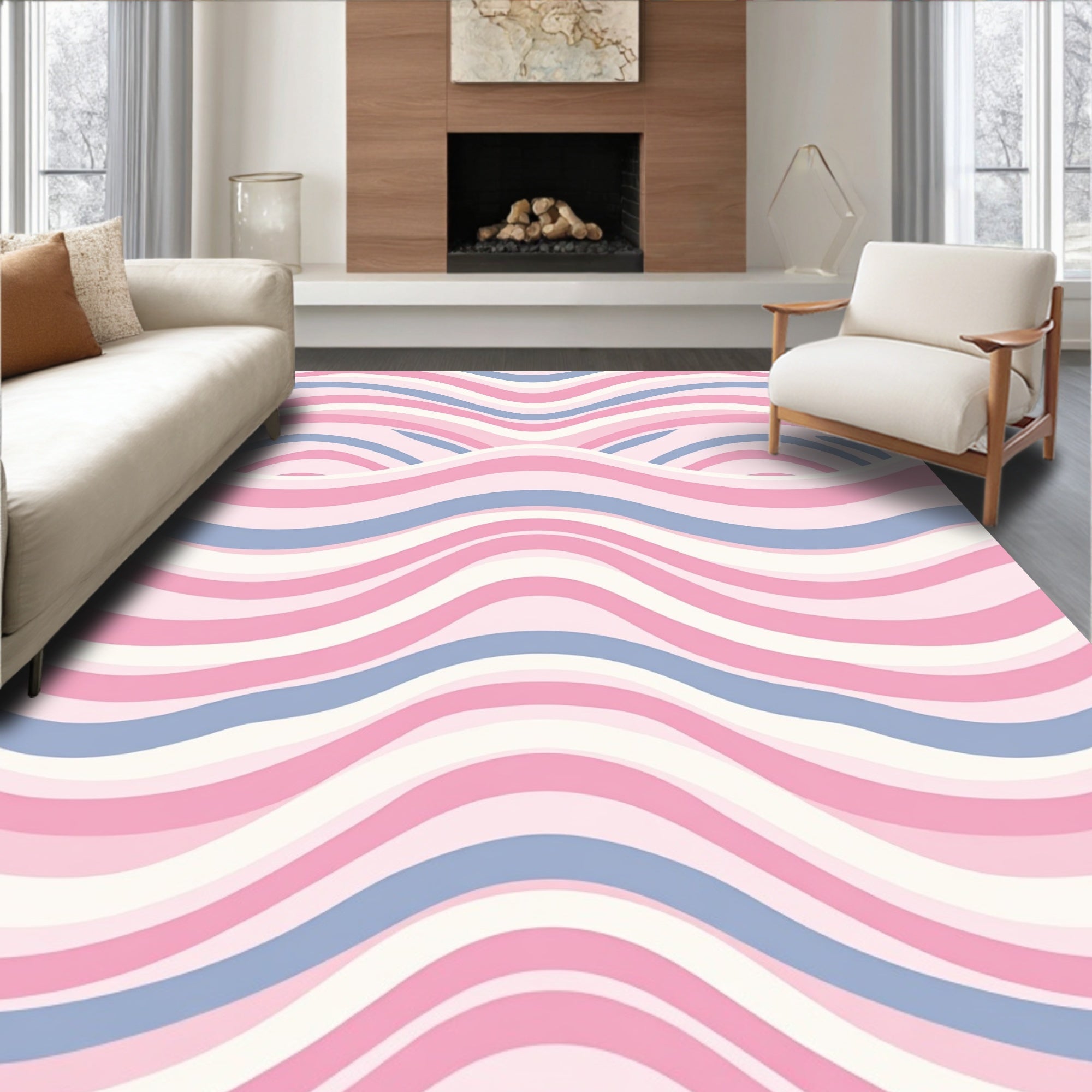 Soft Pastel Wave Pattern Rug
