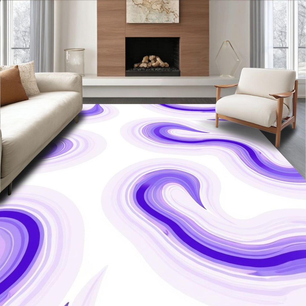 Purple Abstract Swirls Pattern Rug