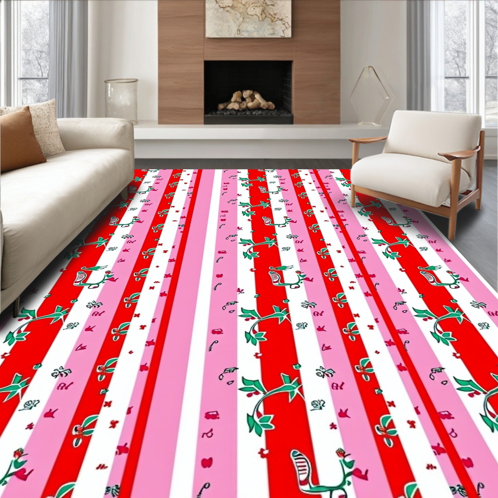 Whimsical Floral With Scooter Print Rug