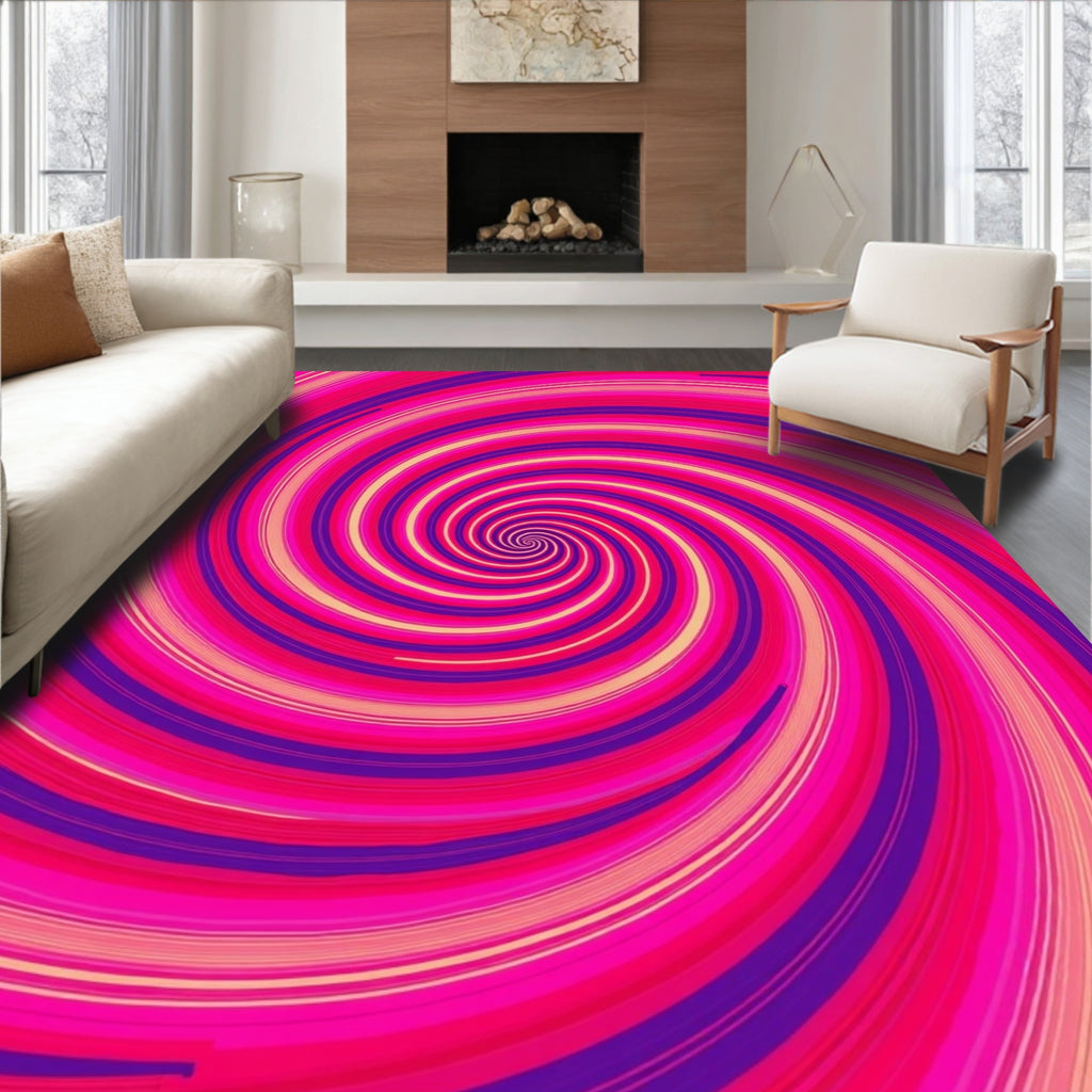 Vibrant Pink Purple Swirl Pattern Rug