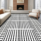 Vertical Lines Geometric Black White Pattern Rug