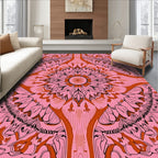 Pink And Orange Floral Mandala Design Rug