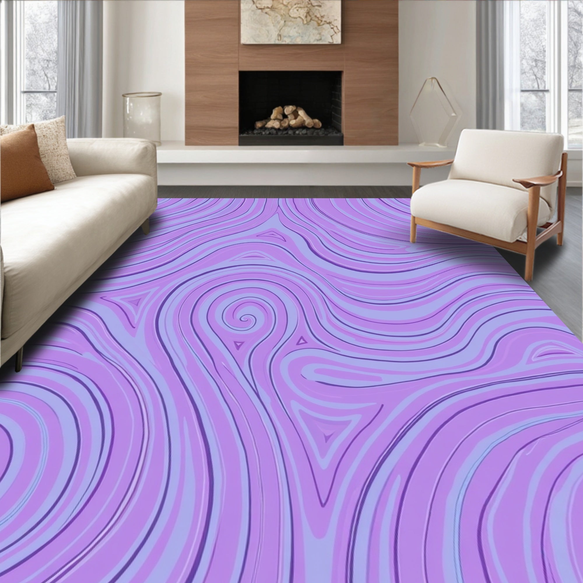 Purple Swirl Abstract Art Rug