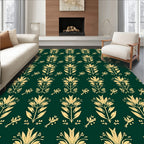 Elegant Gold Floral Stylized Pattern Rug