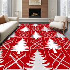 Red Christmas Tree Lattice Pattern Rug