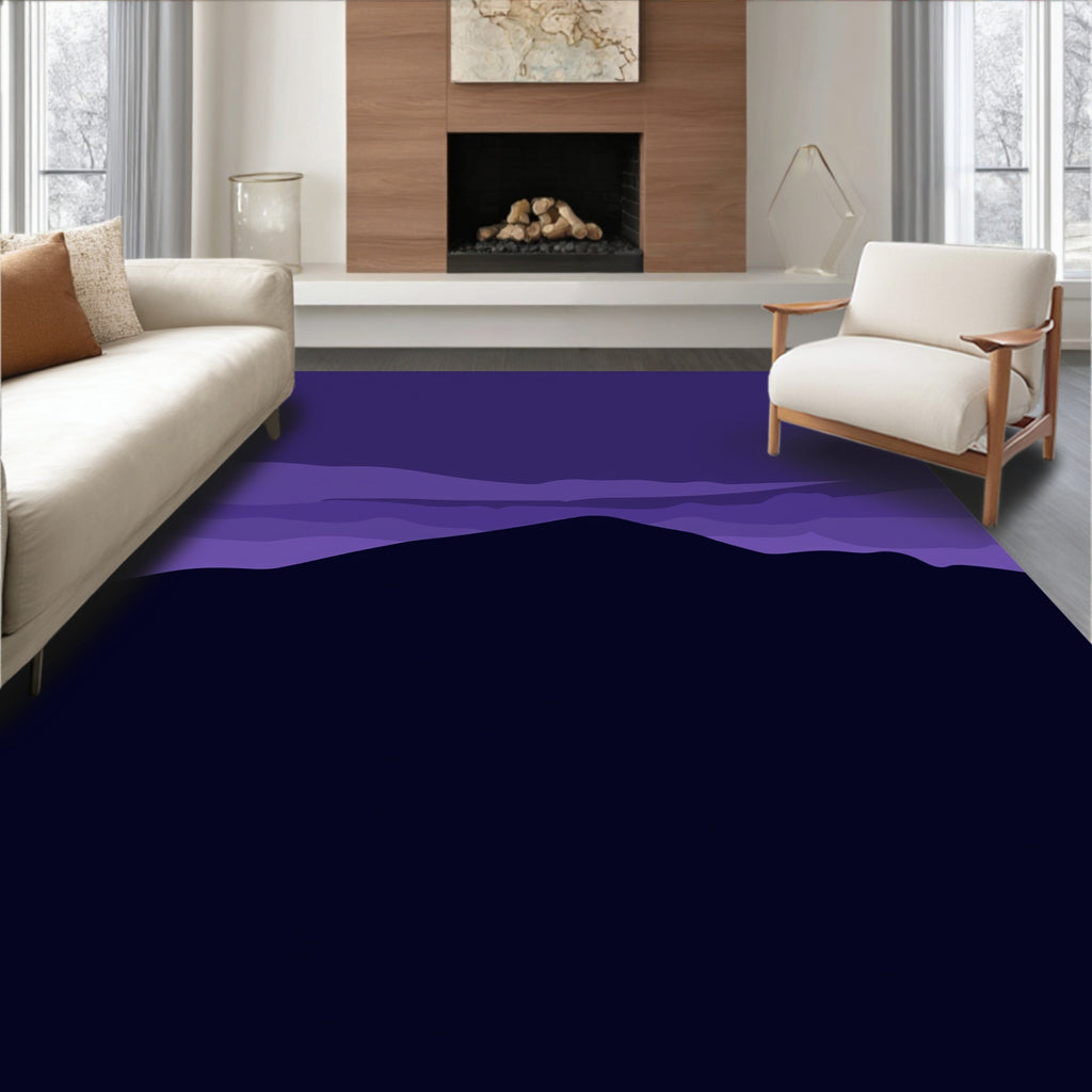 Dark Purple Mountain Landscape Pattern Rug