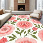 Pink Floral Pattern Wallpaper Design Rug