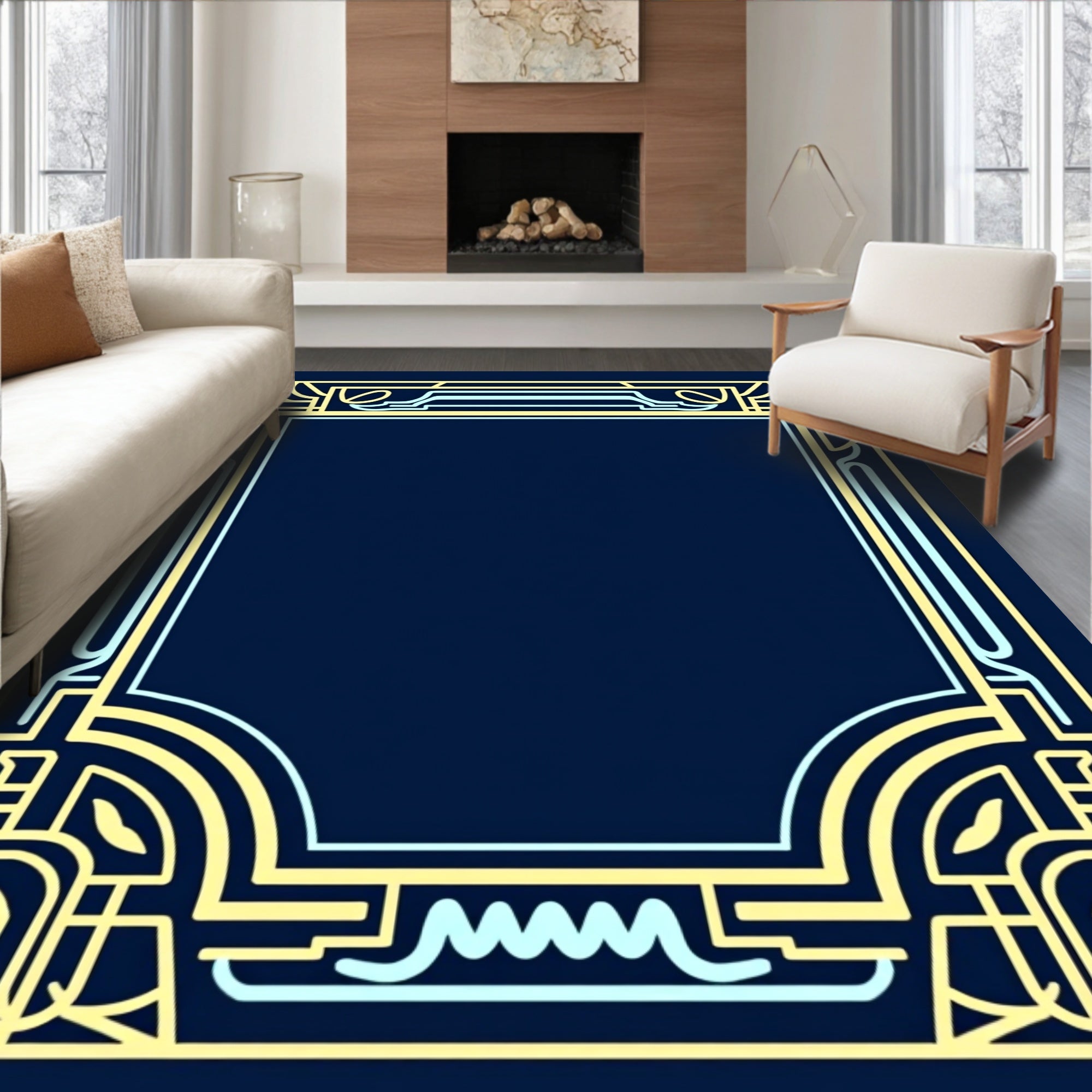 Art Deco Geometric Pattern Rug