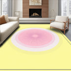 Concentric Sunburst Modern Pink Yellow Rug