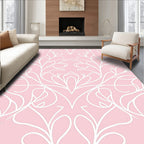 Delicate White Swirl Floral Pattern Rug