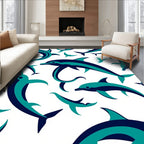 Oceanic Dolphin Swirls Pattern Rug