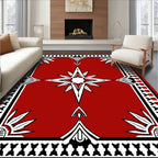 Bold Red Star Burst Geometric Pattern Rug