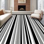 Bold Black White Stripe Pattern Rug