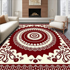 Intricate Burgundy Mandala Floral Design Rug