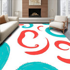 Coral Teal Swirl Whimsical Pattern Rug