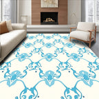 Oceanic Blue Scroll Pattern Rug
