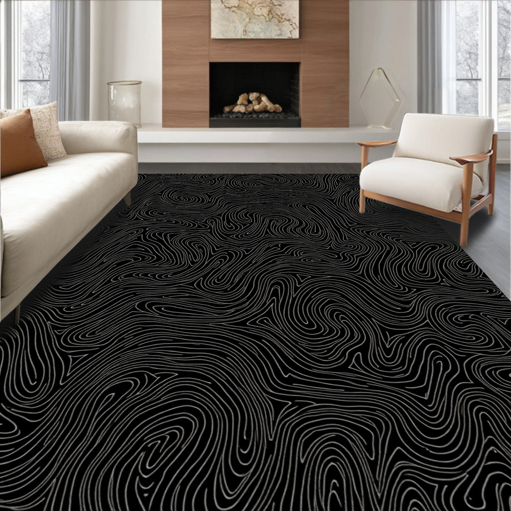 Abstract Swirling Lines Pattern Rug
