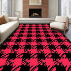 Red Black Houndstooth Pattern Rug