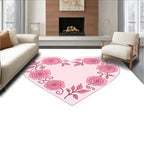 Pink Rose Heart Floral Pattern Rug