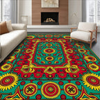 Bold Sunflowers Geo Pattern Rug