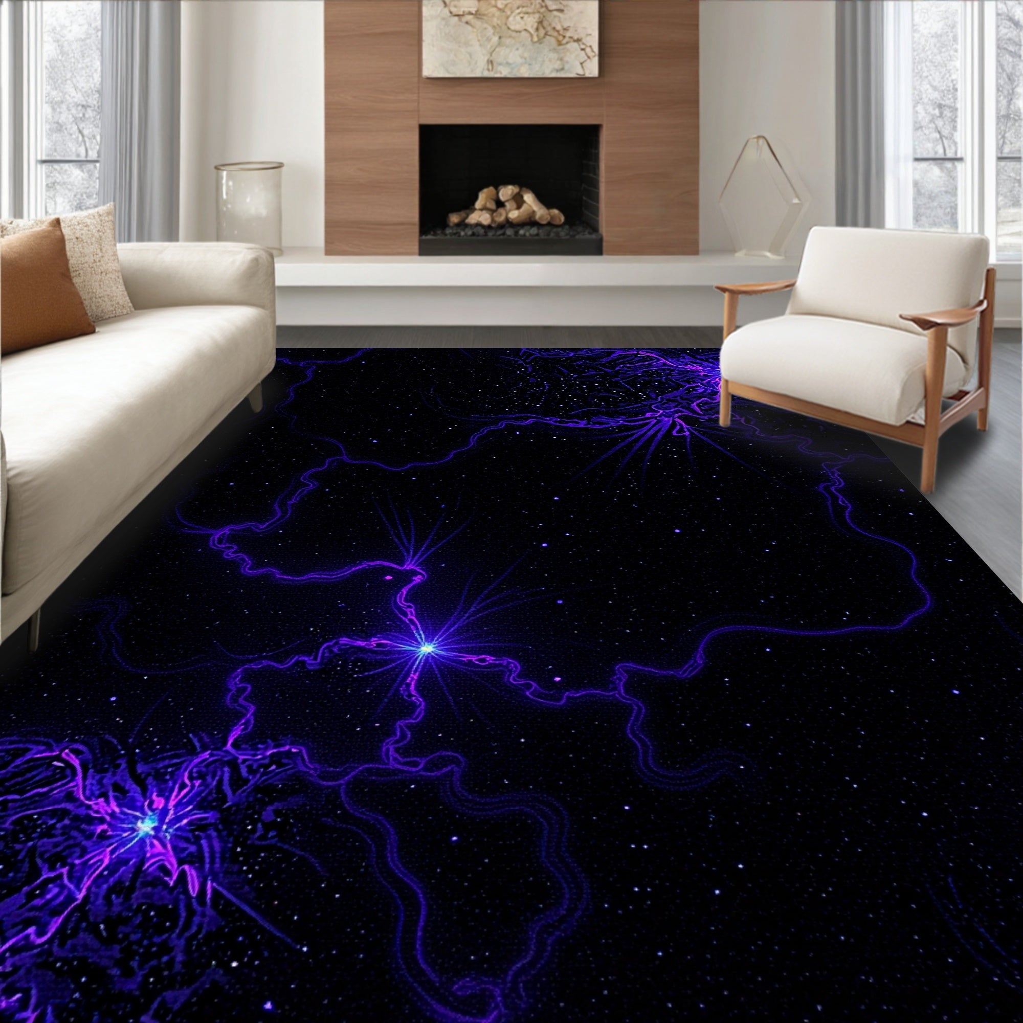 Cosmic Electric Nebula Pattern Rug