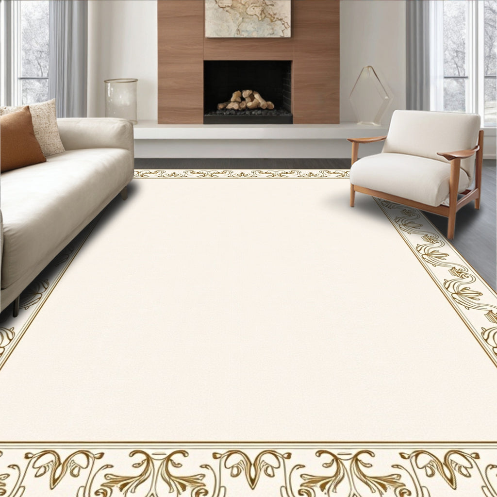 Elaborate Floral Border Design Rug