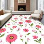 Pink Daisy Pattern Floral Design Rug