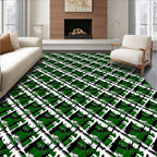 Green And White Interlocking Squares Rug