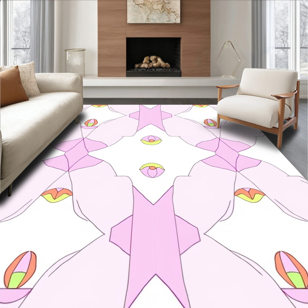 Soft Geometric Floral Pattern Rug