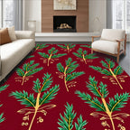 Classic Leaf Pattern Burgundy Area Rug