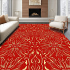 Ornate Red Gold Floral Pattern Rug