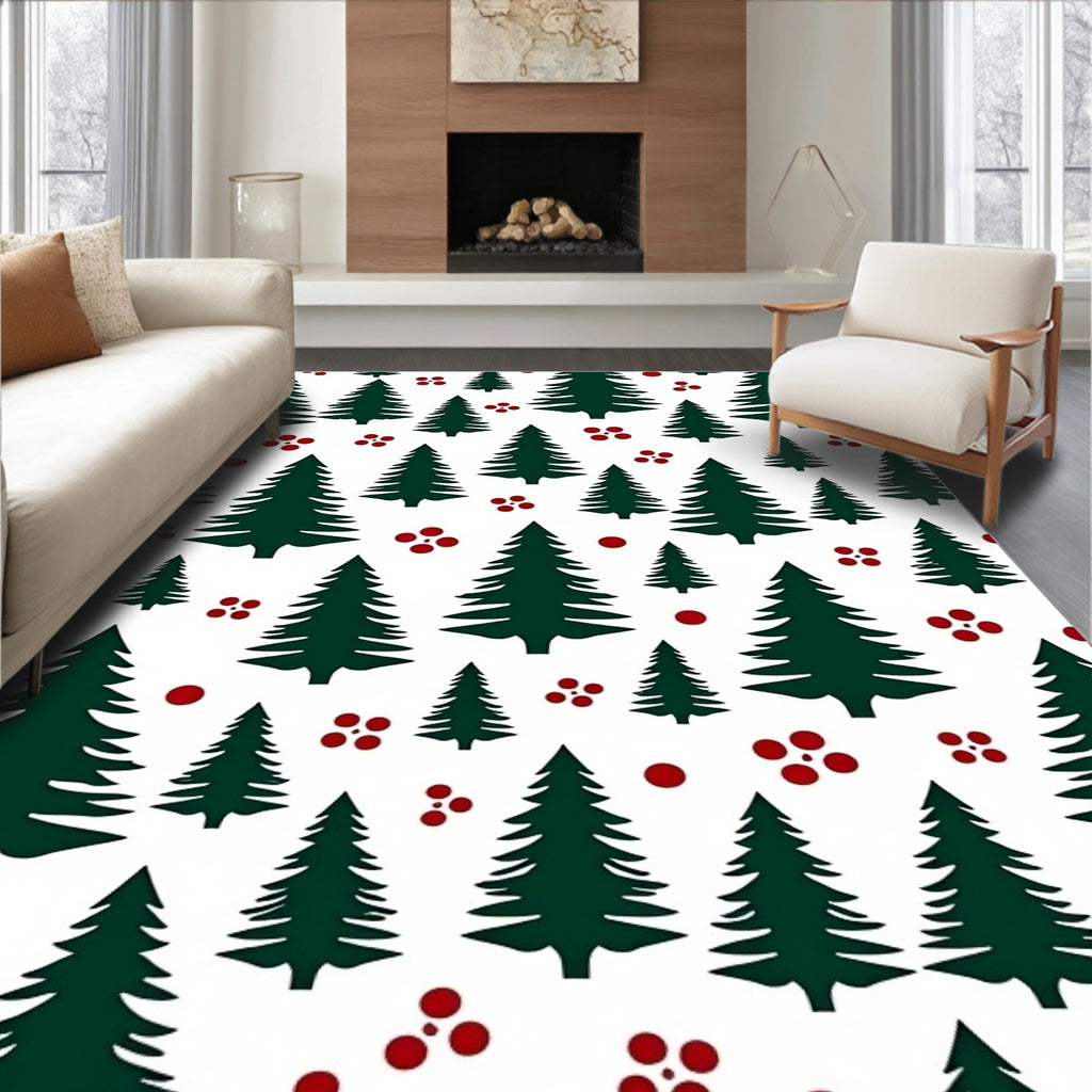 Forest Green Evergreen Berry Cluster Rug