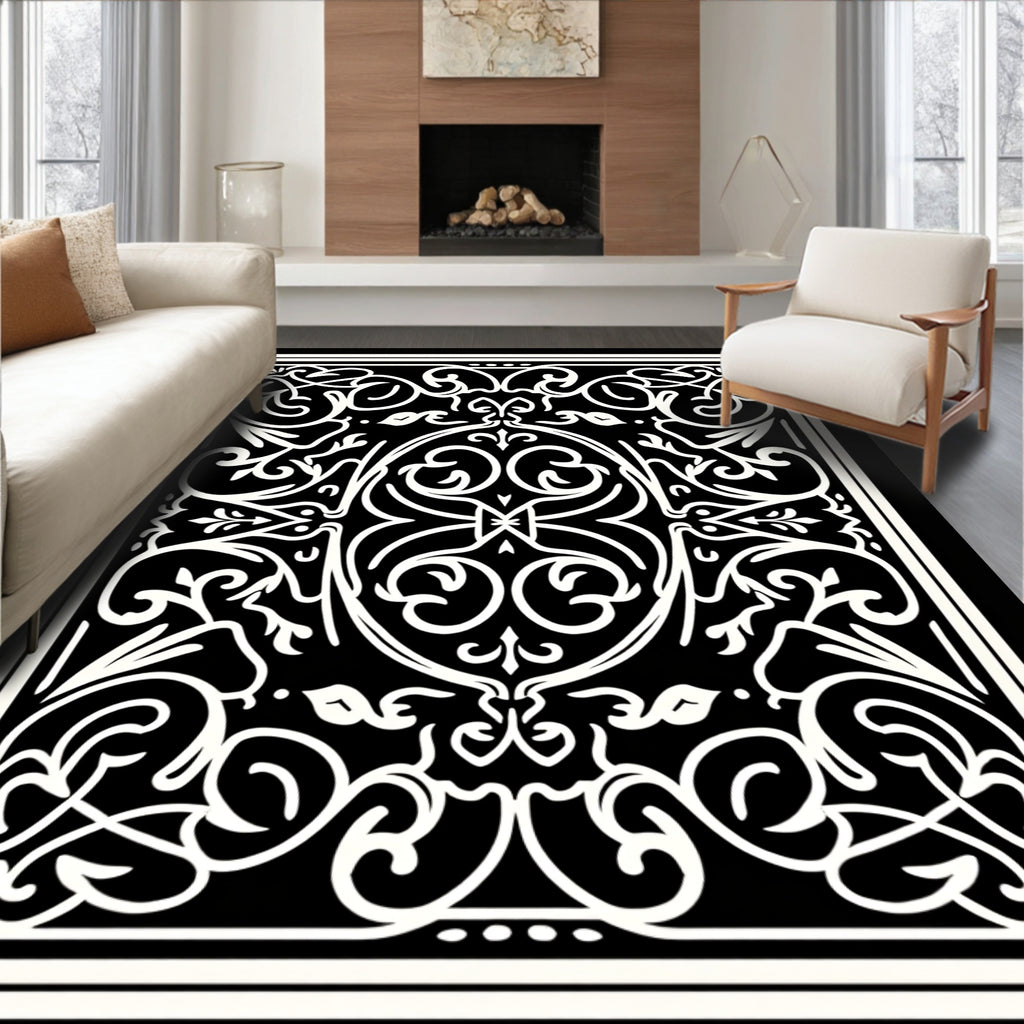 Intricate Classic Scrollwork Pattern Design Rug