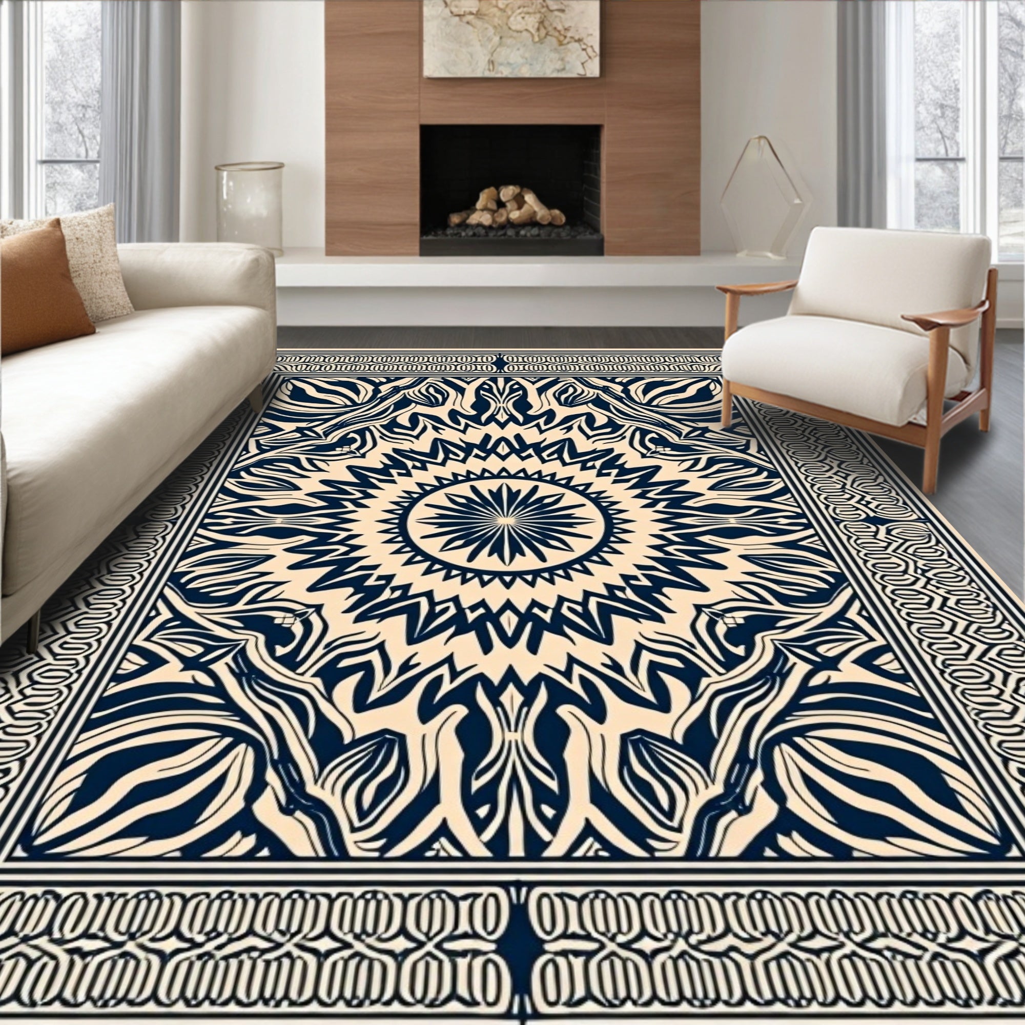 Bold Abstract Sunburst Pattern Rug