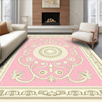 Pale Pink Rococo Floral Cartouche Rug