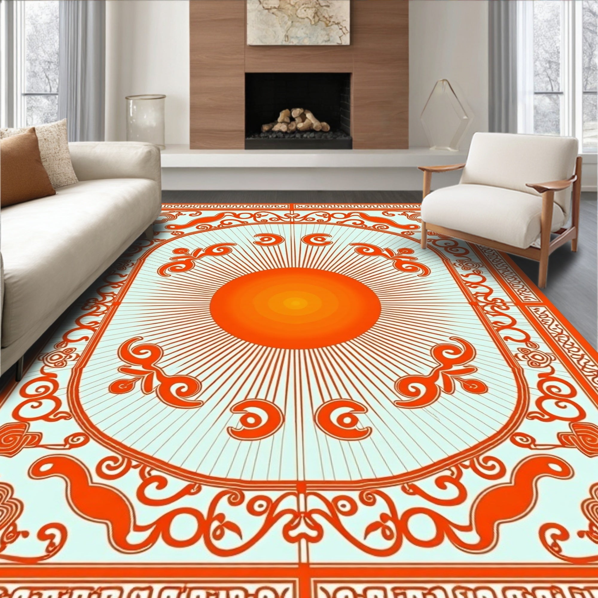 Radiant Sun Abstract Floral Design Rug