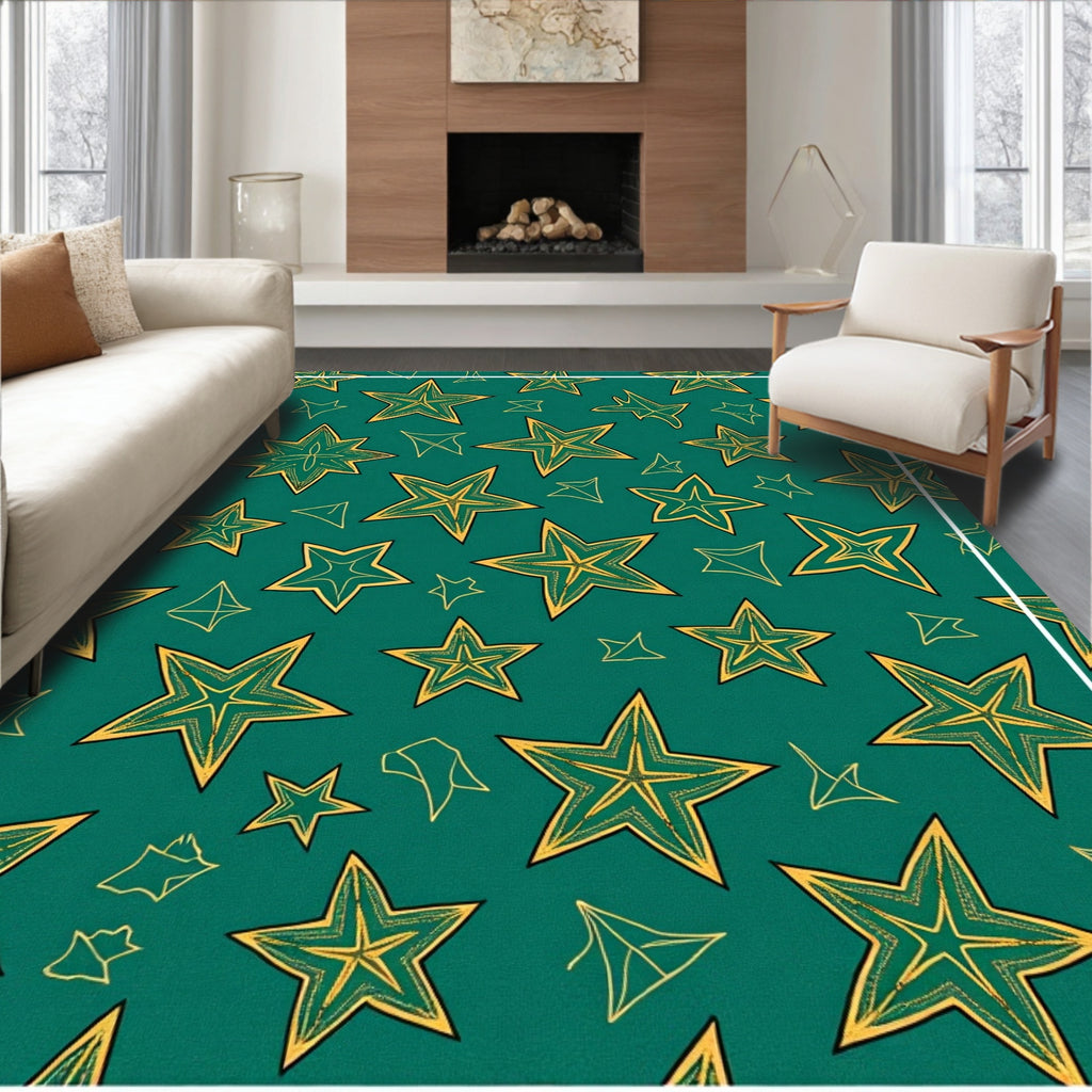Emerald Green Starburst Pattern Rug