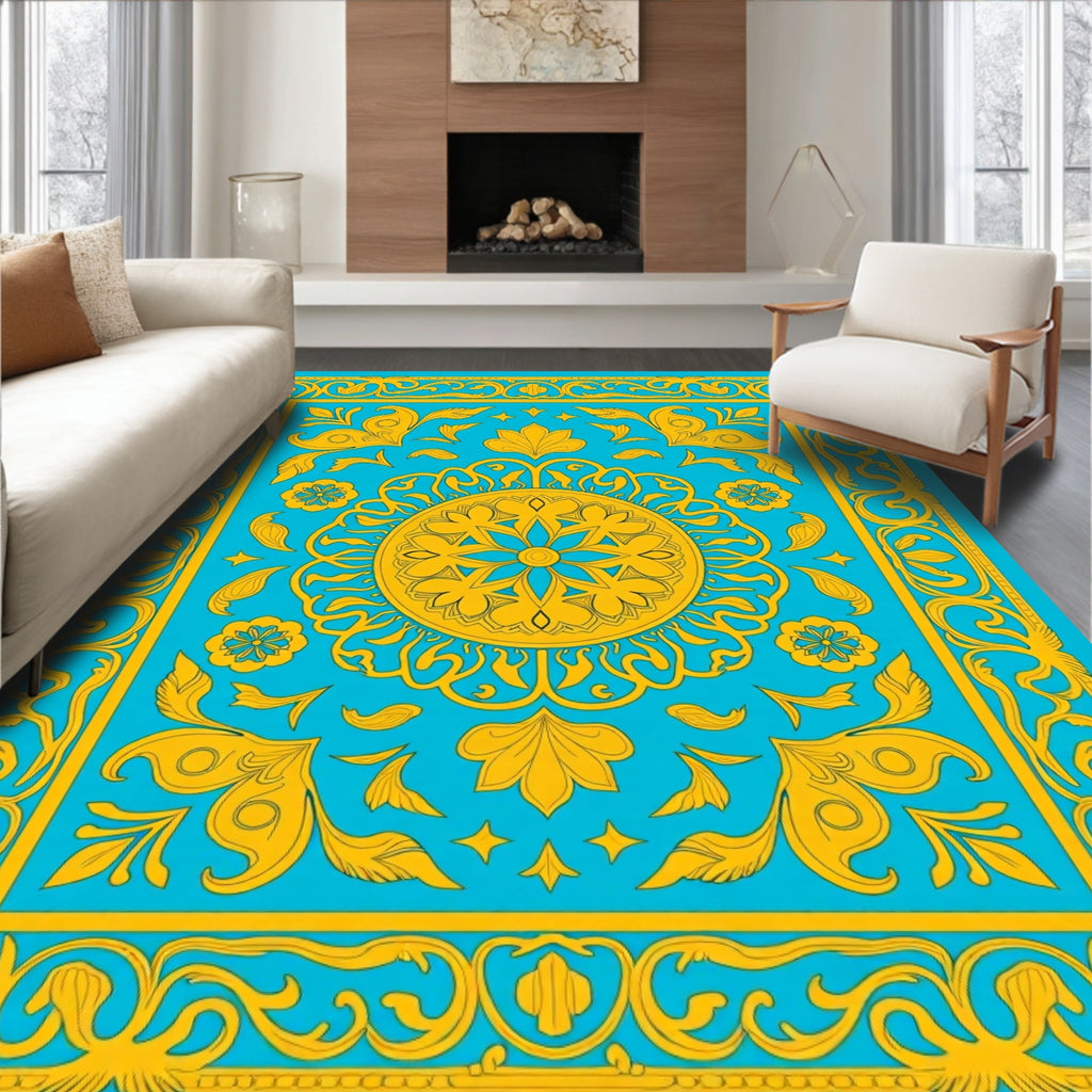 Ornate Floral Medallion Patterned Rug