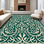 Elegant Ivory Leaf Scroll Design Rug