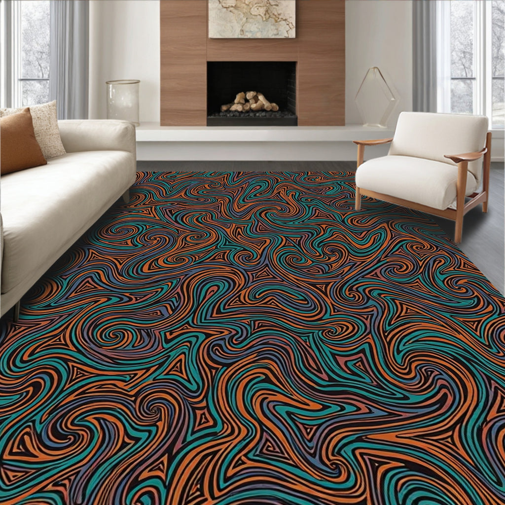 Swirling Pattern In Warm Tones Rug