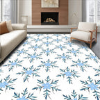 Light Blue Floral Snowflakes Repeating Rug