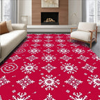 Nordic Snowflake Patterned Red Rug