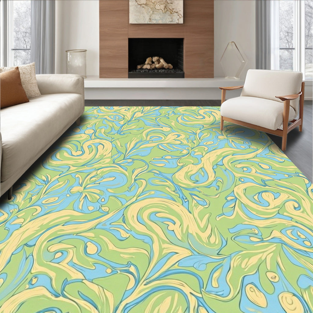 Whimsical Swirls Floral Pattern Rug