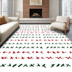 Abstract Red Green Symbol Pattern Rug