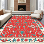 Red Floral Medallion Intricate Pattern Rug