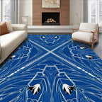 Abstract Blue White Floral Art Nouveau Rug
