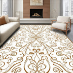 Intricate Brown Abstract Swirls Pattern Rug