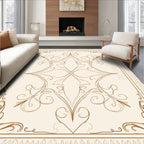 Elegant Swirl And Leaf Pattern Rug