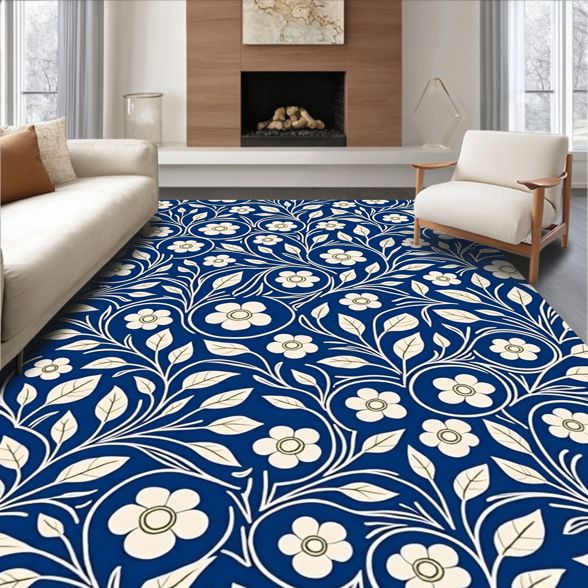 Classic Floral Vine Pattern Rug